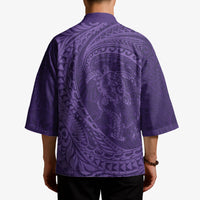 Hawaiian Turtle and Shark Kimono Kakau Tribal with Polynesian Pattern Purple Color LT03 - Polynesian Pride
