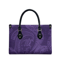 Hawaiian Turtle and Shark Leather Bag Kakau Tribal with Polynesian Pattern Purple Color LT03 - Polynesian Pride