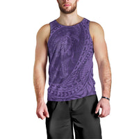 Hawaiian Turtle and Shark Men Tank Top Kakau Tribal with Polynesian Pattern Purple Color LT03 - Polynesian Pride