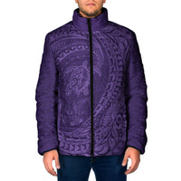 Hawaiian Turtle and Shark Padded Jacket Kakau Tribal with Polynesian Pattern Purple Color LT03 Men Purple - Polynesian Pride