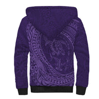 Hawaiian Turtle and Shark Sherpa Hoodie Kakau Tribal with Polynesian Pattern Purple Color LT03 - Polynesian Pride