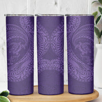 Hawaiian Turtle and Shark Skinny Tumbler Kakau Tribal with Polynesian Pattern Purple Color LT03 - Polynesian Pride