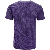 Hawaiian Turtle and Shark T Shirt Kakau Tribal with Polynesian Pattern Purple Color LT03 - Polynesian Pride