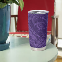 Hawaiian Turtle and Shark Tumbler Cup Kakau Tribal with Polynesian Pattern Purple Color LT03 - Polynesian Pride