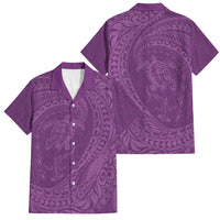 Hawaiian Turtle and Shark Family Matching Long Sleeve Bodycon Dress and Hawaiian Shirt Kakau Tribal with Polynesian Pattern Pink Color LT03 Dad's Shirt - Short Sleeve Pink - Polynesian Pride