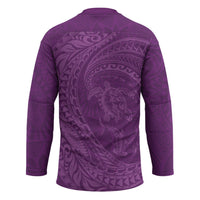 Hawaiian Turtle and Shark Hockey Jersey Kakau Tribal with Polynesian Pattern Pink Color LT03 - Polynesian Pride