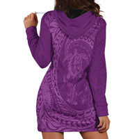 Hawaiian Turtle and Shark Hoodie Dress Kakau Tribal with Polynesian Pattern Pink Color LT03 - Polynesian Pride