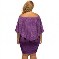 Hawaiian Turtle and Shark Off Shoulder Short Dress Kakau Tribal with Polynesian Pattern Pink Color LT03 - Polynesian Pride