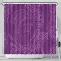 Hawaiian Turtle and Shark Shower Curtain Kakau Tribal with Polynesian Pattern Pink Color LT03 - Polynesian Pride