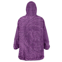 Hawaiian Turtle and Shark Wearable Blanket Hoodie Kakau Tribal with Polynesian Pattern Pink Color LT03 - Polynesian Pride