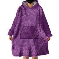 Hawaiian Turtle and Shark Wearable Blanket Hoodie Kakau Tribal with Polynesian Pattern Pink Color LT03 - Polynesian Pride