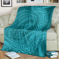 Hawaiian Turtle and Shark Blanket Kakau Tribal with Polynesian Pattern Turquoise Color LT03 - Polynesian Pride