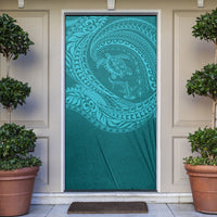 Hawaiian Turtle and Shark Door Cover Kakau Tribal with Polynesian Pattern Turquoise Color LT03 Turquoise - Polynesian Pride