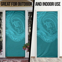 Hawaiian Turtle and Shark Door Cover Kakau Tribal with Polynesian Pattern Turquoise Color LT03 - Polynesian Pride