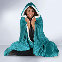 Hawaiian Turtle and Shark Hooded Blanket Kakau Tribal with Polynesian Pattern Turquoise Color LT03 - Polynesian Pride