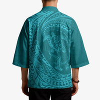 Hawaiian Turtle and Shark Kimono Kakau Tribal with Polynesian Pattern Turquoise Color LT03 - Polynesian Pride