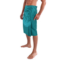Hawaiian Turtle and Shark Lavalava Kakau Tribal with Polynesian Pattern Turquoise Color LT03 - Polynesian Pride