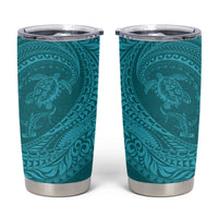 Hawaiian Turtle and Shark Tumbler Cup Kakau Tribal with Polynesian Pattern Turquoise Color LT03 Turquoise - Polynesian Pride