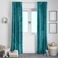 Hawaiian Turtle and Shark Window Curtain Kakau Tribal with Polynesian Pattern Turquoise Color LT03 - Polynesian Pride