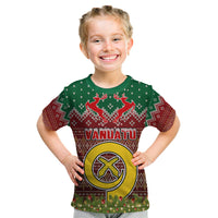 Vanuatu Christmas Kid T Shirt Pig Tusk Beautiful Merry Xmas Snowflake LT03 Red - Polynesian Pride