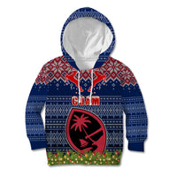 Personalised Guam Christmas Kid Hoodie Chamorro Guam Tattoos Beautiful Merry Xmas Snowflake LT03 Hoodie Blue - Polynesian Pride