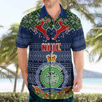 Niue Christmas Hawaiian Shirt Coat of Arms and Map Beautiful Merry Xmas Snowflake LT03 - Polynesian Pride