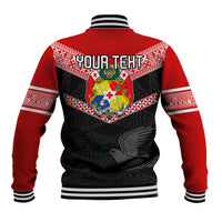 Personalised Tonga Baseball Jacket Tonga Coat of Arms with Seamless Tapa Ngatu Pattern LT03 - Polynesian Pride