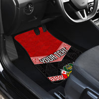 Personalised Tonga Car Mats Tonga Coat of Arms with Seamless Tapa Ngatu Pattern LT03 - Polynesian Pride