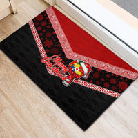 Tonga Christmas Rubber Doormat Tongan Coat of Arms Santa With Ngatu Pattern Christmas Red Style LT03 - Polynesian Pride