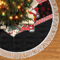 Tonga Christmas Tree Skirt Tonga Coat of Arms with Seamless Tapa Ngatu Pattern Xmas Red Style LT03 - Polynesian Pride