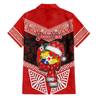 Personalised Tonga Christmas Hawaiian Shirt Tongan Coat of Arms Santa With Ngatu Pattern Christmas Red Style LT03 - Polynesian Pride