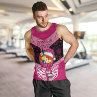 Tonga Christmas Men Tank Top Tongan Coat of Arms Santa With Ngatu Pattern Christmas Pink Style LT03 - Polynesian Pride