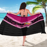 Personalised Tonga Christmas Sarong Tongan Coat of Arms Santa With Ngatu Pattern Christmas Pink Style LT03 - Polynesian Pride