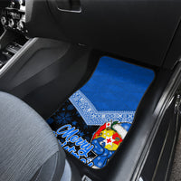 Tonga Christmas Car Mats Tongan Coat of Arms Santa With Ngatu Pattern Christmas Blue Style LT03 - Polynesian Pride