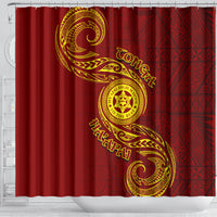 Tonga Ha'apai High School Shower Curtain Ngatu and Maori Ethnic Tribal Pattern LT03 - Polynesian Pride
