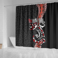 Aotearoa Toitu Te Tiriti Shower Curtain Maori Taniwha Haka - Honour the Treaty LT03