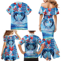Hawaiian Dolphin Love Couple - Ocean Heart Family Matching Mermaid Dress and Hawaiian Shirt