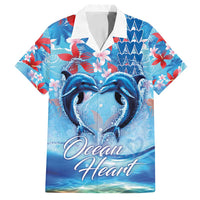 Hawaiian Dolphin Love Couple - Ocean Heart Family Matching Summer Maxi Dress and Hawaiian Shirt