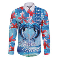 Hawaiian Dolphin Love Couple - Ocean Heart Family Matching Summer Maxi Dress and Hawaiian Shirt