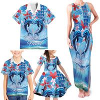 Hawaiian Dolphin Love Couple - Ocean Heart Family Matching Tank Maxi Dress and Hawaiian Shirt