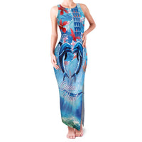 Hawaiian Dolphin Love Couple - Ocean Heart Family Matching Tank Maxi Dress and Hawaiian Shirt