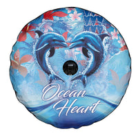 Hawaiian Dolphin Love Couple - Ocean Heart Spare Tire Cover