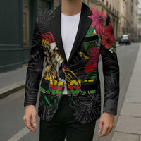 Hawaiian One Love Blazer Reggae Lion Tropical Plants and Kakau with Tribal Pattern