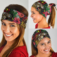 Hawaiian One Love Neck Gaiter Reggae Lion Tropical Plants and Kakau with Tribal Pattern