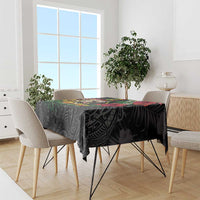 Hawaiian One Love Tablecloth Reggae Lion Tropical Plants and Kakau with Tribal Pattern