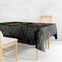 Hawaiian One Love Tablecloth Reggae Lion Tropical Plants and Kakau with Tribal Pattern