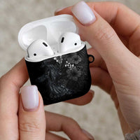 Hawaiian Tropical Plants and Tribal Whales AirPods Case Polynesian Art Tattoo Grayscale