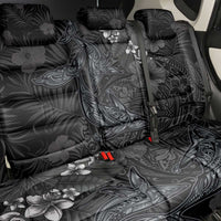 Hawaiian Tropical Plants and Tribal Whales Back Car Seat Cover Polynesian Art Tattoo Grayscale