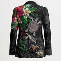 Hawaiian Tropical Plants and Turtles Blazer Polynesian Art Motifs