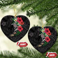 Hawaiian Tropical Plants and Turtles Ceramic Ornament Polynesian Art Motifs